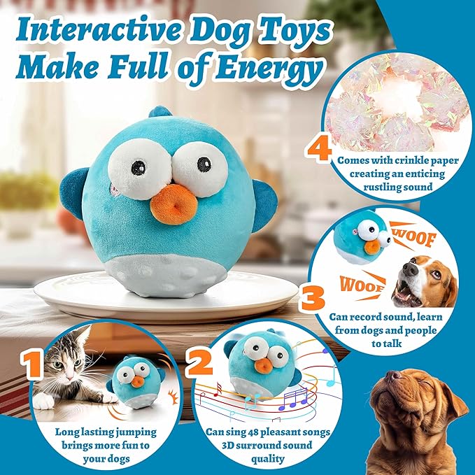 GUKCO Dog Toys, Rechargeable Crinkle Chew Interactive Squeaky Toy - Image 4
