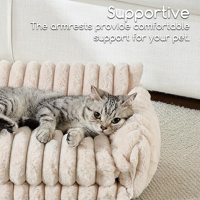 Hollypet Cat Bed Fluffy Plush Multifunctional Double-Layer Machine Washable - Image 4