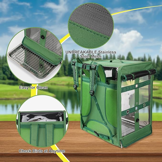 Bird Carrier Travel Cage, Cockatoo Carrier, Parrot Travel Backpack - Image 4