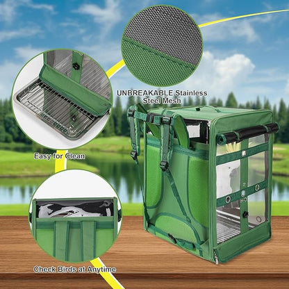 Bird Carrier Travel Cage, Cockatoo Carrier, Parrot Travel Backpack - Image 4