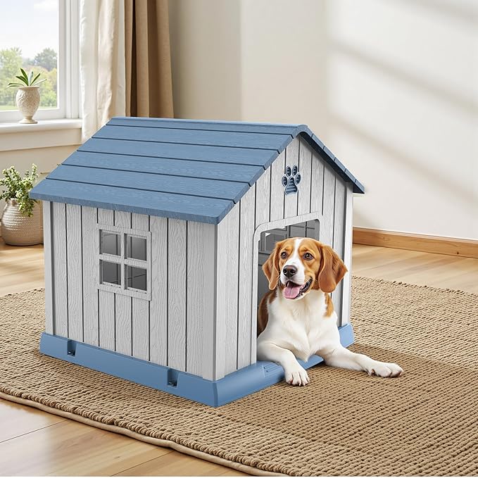 Vixzen 32in Large Outdoor Dog House, Durable Water Resistant Resin Dog House - Image 6