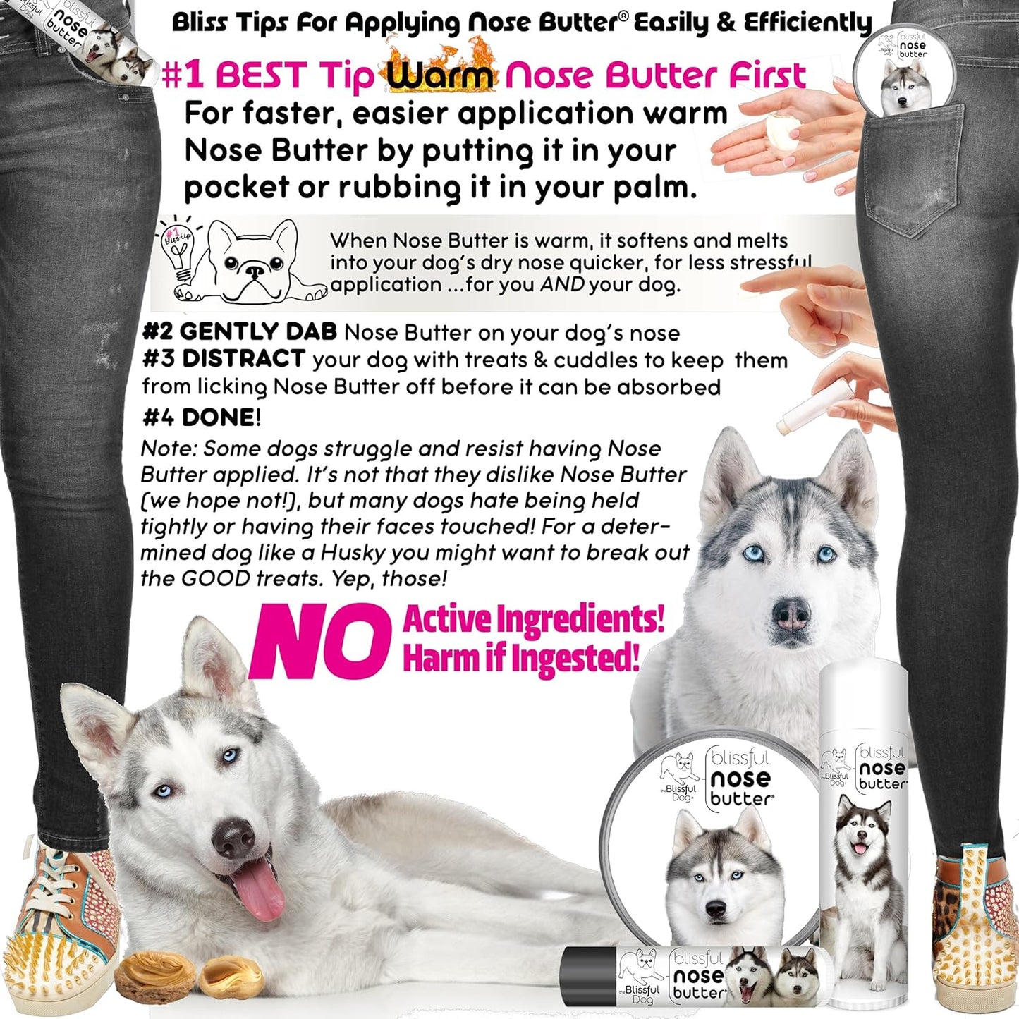 The Blissful Dog Husky Unscented Nose Butter - Dog Nose Butter, 16 Ounce