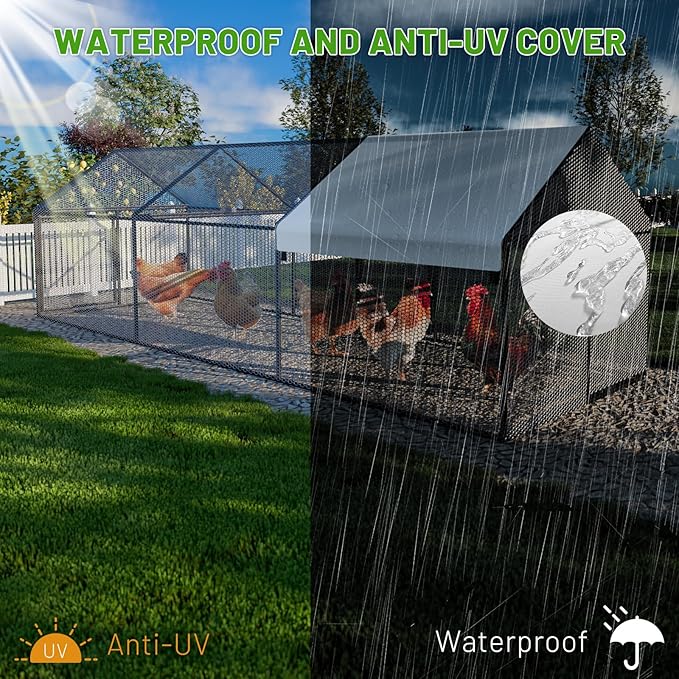 NUGRIART Metal Chicken Coop 118"×40"×40" Chicken Run - Image 6