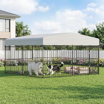 10x10x6 FT Dog Kennel Outdoor for Large Dogs, Dog Enclosure Dog Cage Pet House by TOBYUL