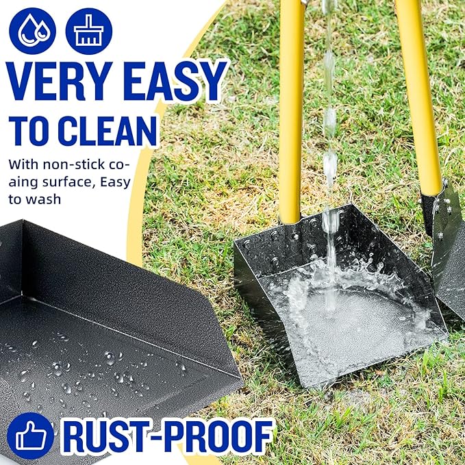 Pooper Scooper for Large Dogs, Adjustable Long Handle Metal Tray and Spade Poop - Image 4