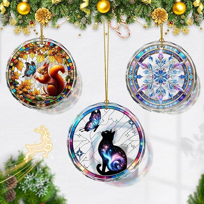 Stained Glass Black Cat Ornament, Cat Christmas Decoration - Image 5
