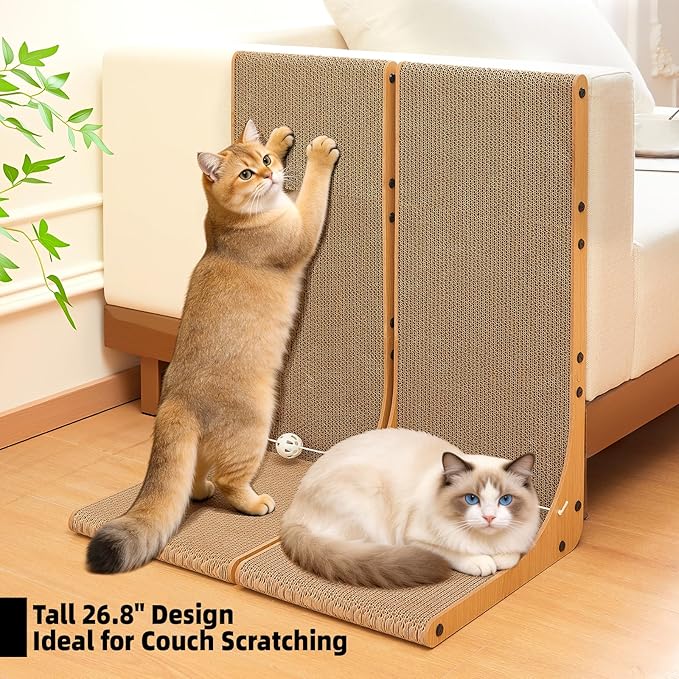 Value 2-Pack 26.8 Inch Cat Scratching Post, Premium High Density Cardboard Cat - Image 2