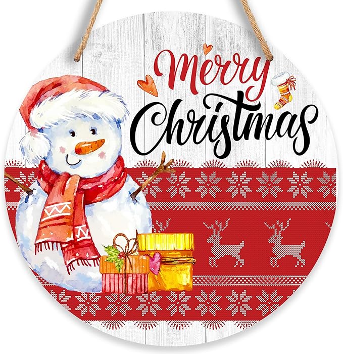 10 Inches Merry Christmas Signs, Wooden Hanging Sign by FRRCREU
