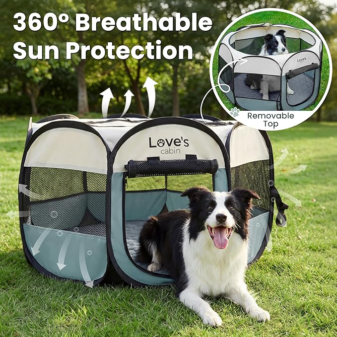Love's cabin Dog Playpen with Washable Pee Pad, Puppy Pet Cat Playpen Small - Image 7