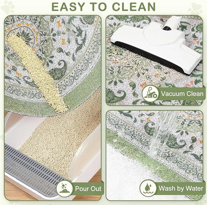 Unicorn Catcher Cat Litter Mat 40" x 30" Non-Slip Litter Box Mat Washable - Image 4