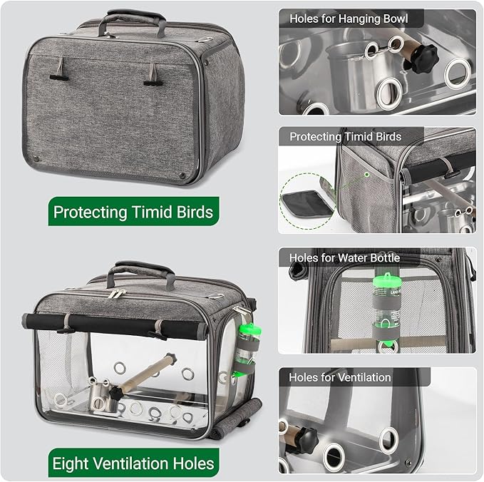 Sanmoncare Airline Approved Bird Carrier, Indestructible Stainless Steel Mesh - Image 4