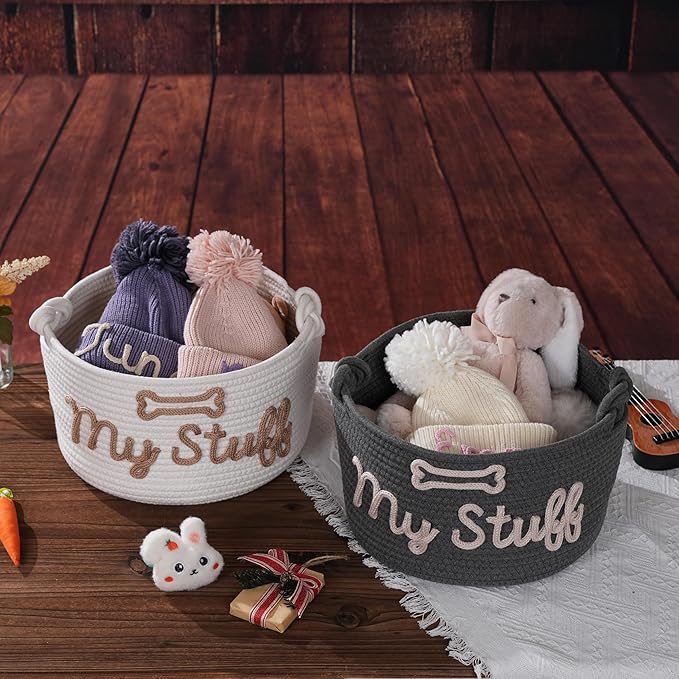 JUPPE Pet Dog Basket with Personalized Name, Dog Toys Storage Organizer Custom - Image 7