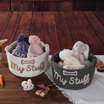 JUPPE Pet Dog Basket with Personalized Name, Dog Toys Storage Organizer Custom - Image 7