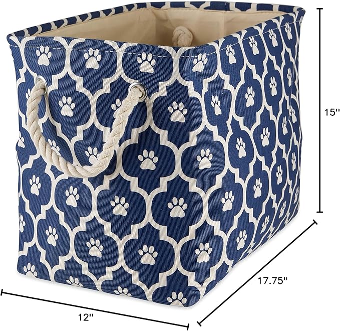 Bone Dry Pet Storage Collection Lattice Paw Print, Nautical Blue, Large - Image 7