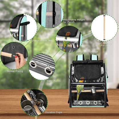 Bird Carrier Bag with Indestructible Stainless Steel Mesh, Bird Travel Cage - Image 2