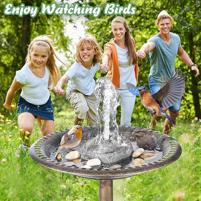Saillong Bird Bath Water Fountain, Granite Air Pump Rock - Image 6