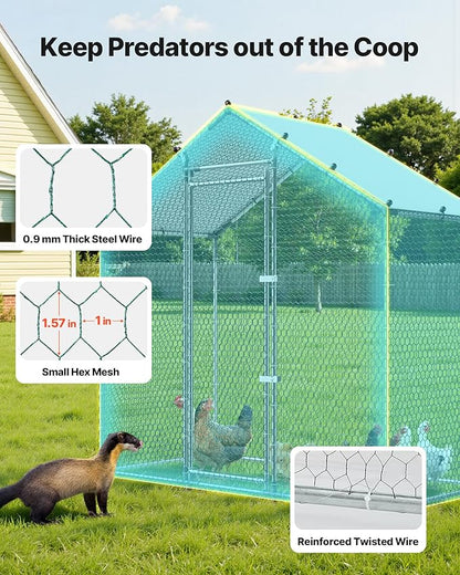 VEVOR Large Metal Chicken Coop, 6.6 x 3.3 x 6.6 ft, Walk-in Chicken Run House - Image 4