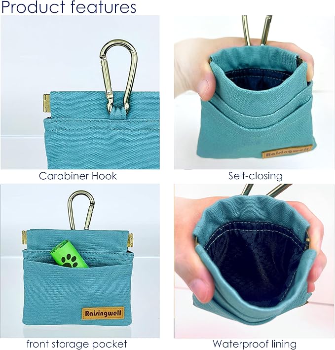 Raisingwell Dog Treat Pouch, Cotton Fabric, Hand Free Dog Walking Bag - Image 3