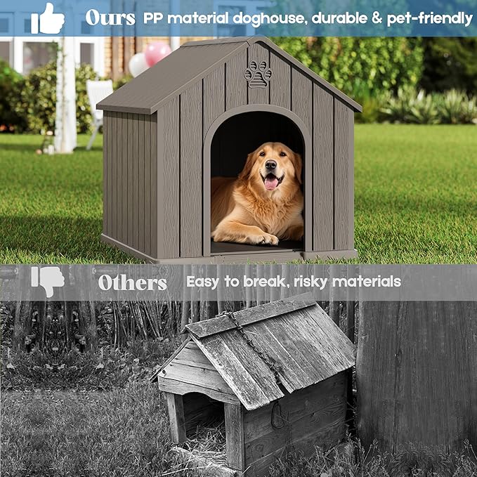 Fancyango Large Dog House Outdoor Indoor, Sturdy Plastic Waterproof Doghouse - Image 4
