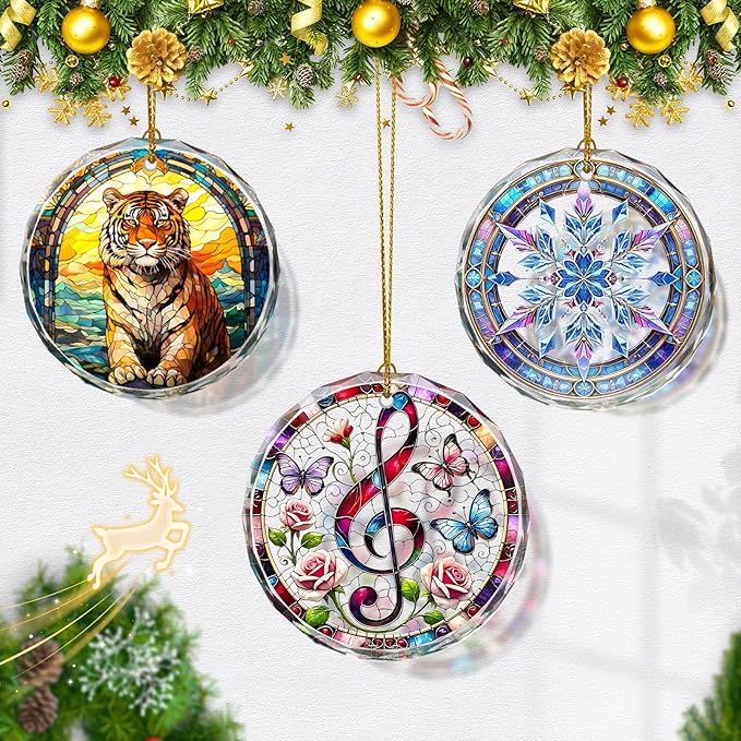 Musical Note Stained Glass Ornament, Christmas Ornament, Christmas Decorations - Image 5
