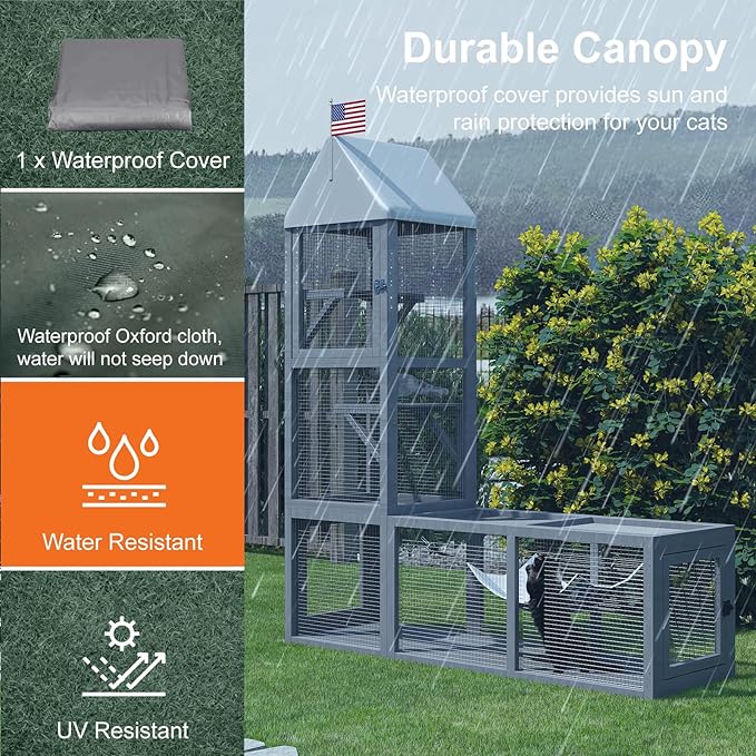 TIMHAKA Cat Catio with Tunnel, 2 in 1 Outdoor Cat Enclosure Include 1 Catio and - Image 5