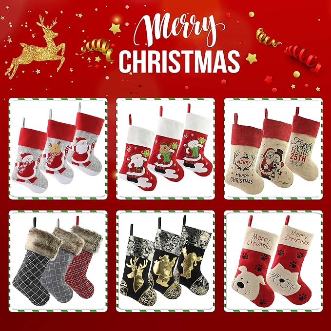 WEWILL 18’’ Cat Felt Christmas Stockings Paws Embroidered - Image 7