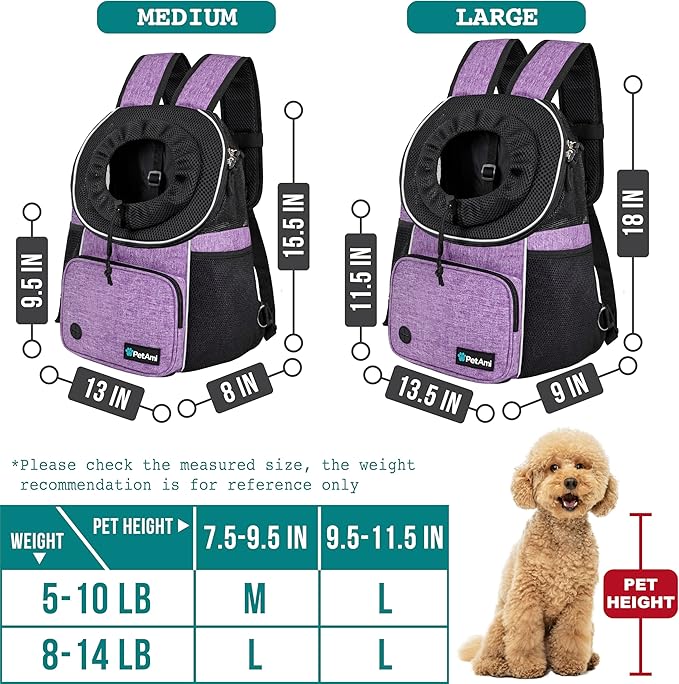 PetAmi Adjustable Cat & Dog Chest Carrier Backpack, Ventilated - Image 2