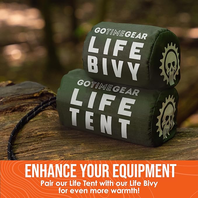 Go Time Gear Survival Life Tent • 2 Person Mylar Emergency Shelter Tube Tent + - Image 9