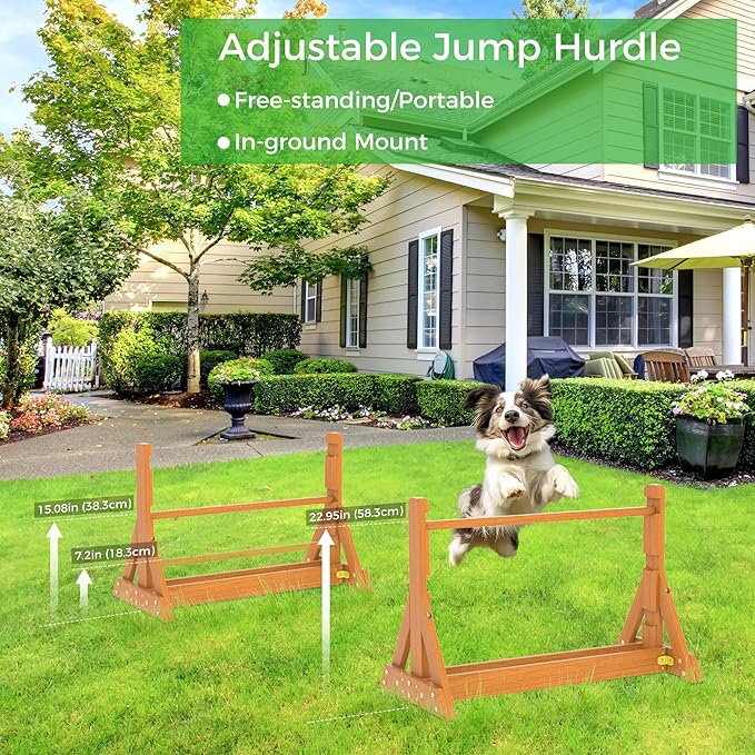 SuniBoxi Dog Agility Set, Wooden Dog Agility Jumps & Dog Hurdles, Dog Agility - Image 7