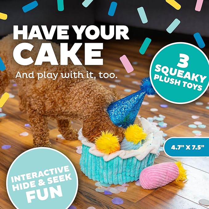 Outward Hound Hide-A-Birthday-Cake Dog Toy – Interactive 2‑in‑1 Plush Puzzle - Image 3