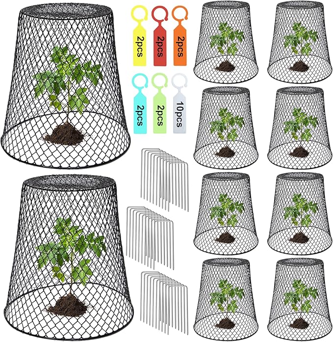 10 Pcs 9.13"×9.13" Chicken Wire Cloche Plant Covers Garden Netting Metal Heavy by Dukelai