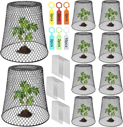 10 Pcs 9.13"×9.13" Chicken Wire Cloche Plant Covers Garden Netting Metal Heavy by Dukelai