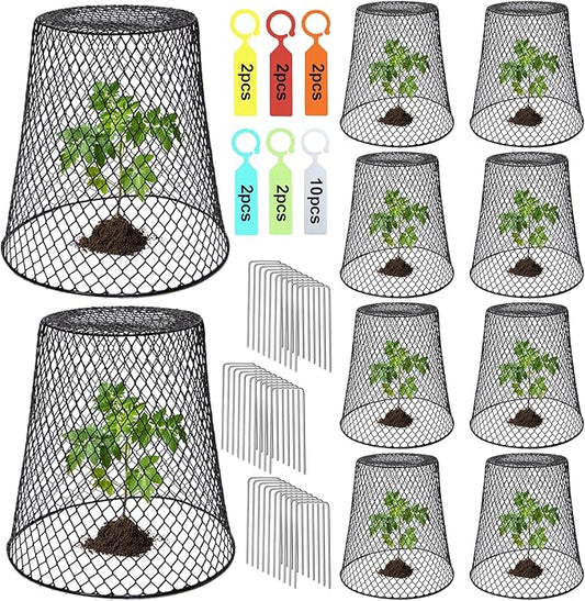 10 Pcs 9.13"×9.13" Chicken Wire Cloche Plant Covers Garden Netting Metal Heavy by Dukelai