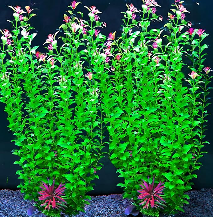 2 pcs Aquarium Decor Plants 21 Inches Extra Large Artificial Plastic Fish Tank by BOLYEE
