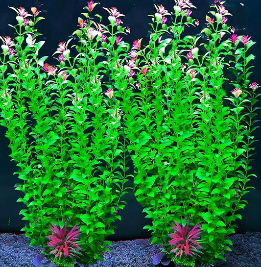 2 pcs Aquarium Decor Plants 21 Inches Extra Large Artificial Plastic Fish Tank by BOLYEE