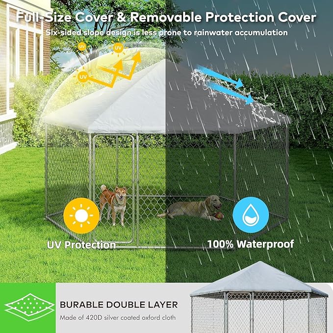 6.8x6.8 FT Outdoor Dog Kennel Outside Heavy Duty Dog Enclosure - Image 4