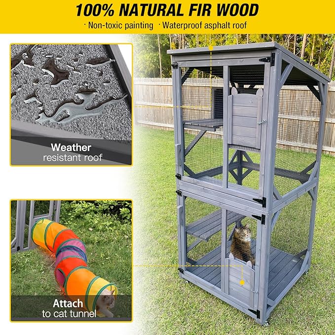 Aivituvin Cat House Outdoor Cat Catio Wooden Large Enclosure - Image 4