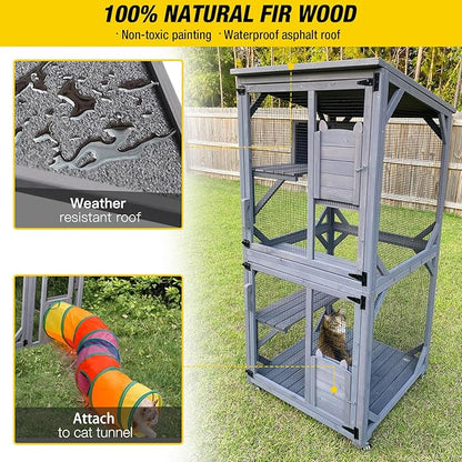 Aivituvin Cat House Outdoor Cat Catio Wooden Large Enclosure - Image 4