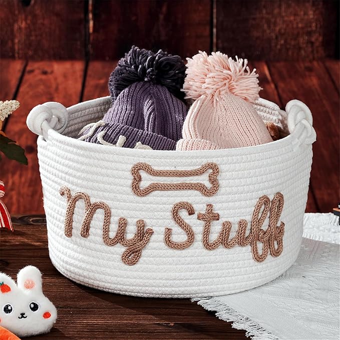 JUPPE Pet Dog Basket with Personalized Name, Dog Toys Storage Organizer Custom - Image 6