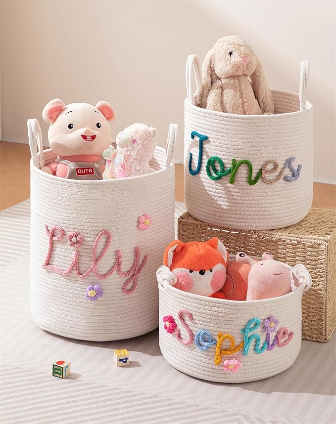 JUPPE Pet Dog Basket with Personalized Name, Dog Toys Storage Organizer Custom - Image 5