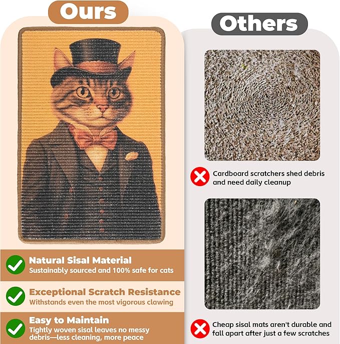 Sisal Cat Scratcher Mat, Cat Wall Scratcher - Image 4