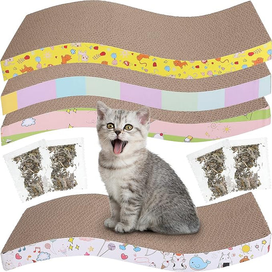 Qunclay 4 Pcs Cardboard Cat Scratcher, Reversible Cat Scratch Pad by Qunclay