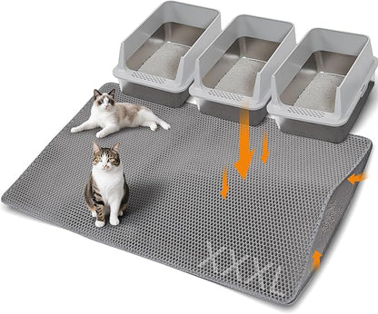 Large Cat Litter Mat for Litter Box, Non-Slip Water Proof Kitty Litter Pad by Anywish
