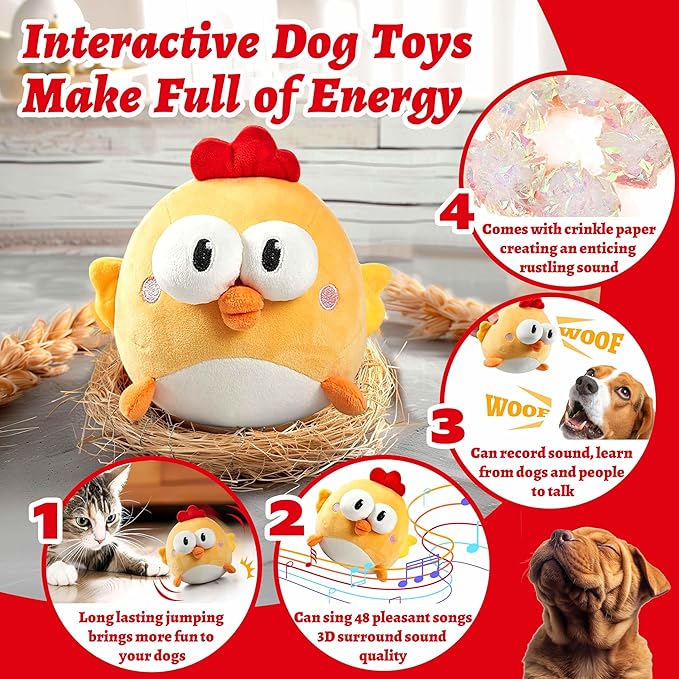 GUKCO Interactive Dog Toys, Squeaky Moving Ball Toy - Image 4