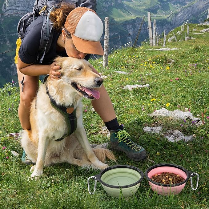Large Dog Bowl Pet Collapsible Bowls, 2 Pack Collapsible Dog Water Bowls - Image 3