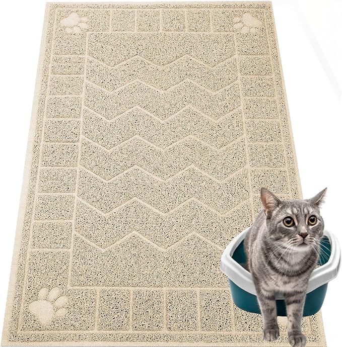 Cat Litter Mat, Litter Trapping Mat Soft on Kitty Paws, Waterproof, Easy Clean by Motsamla