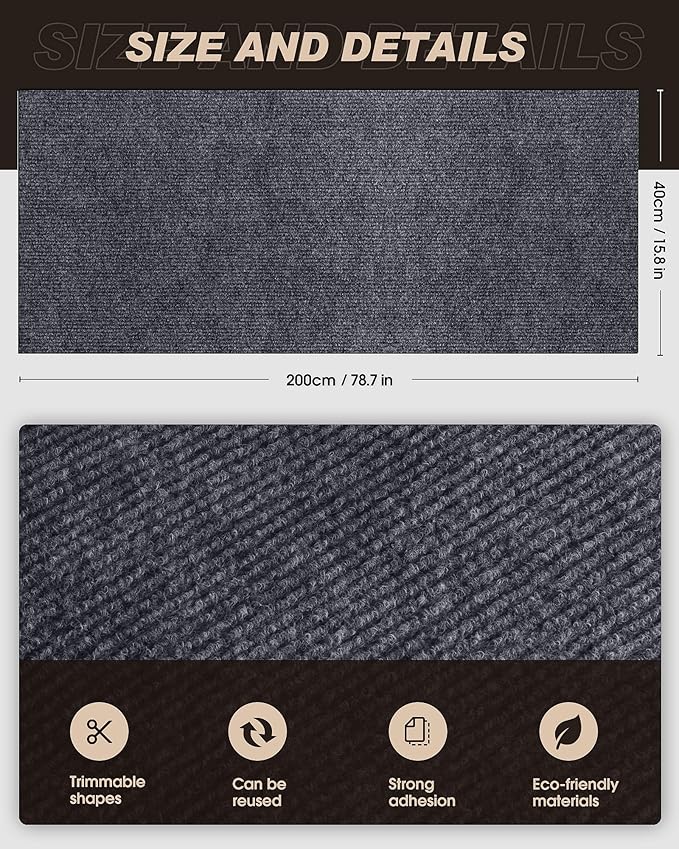 Cat Scratch Furniture Protector, Trimmable Self-Adhesive Carpet, DIY Climb Cat - Image 2