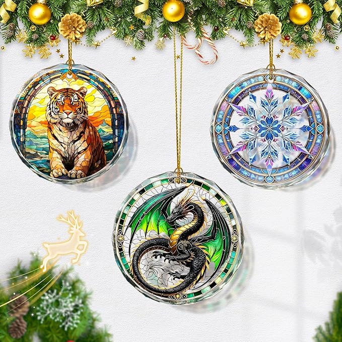 Dragon Stained Glass Ornament, Christmas Ornaments, Xmas Tree Decorations - Image 5