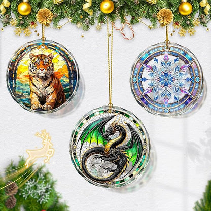 Dragon Stained Glass Ornament, Christmas Ornaments, Xmas Tree Decorations - Image 5