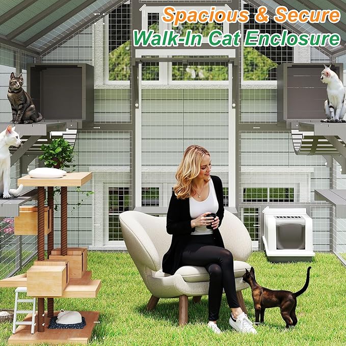 Extra Large Catio Outdoor Cat Enclosure Waterproof, Walk-in Outdoor Pet House - Image 8